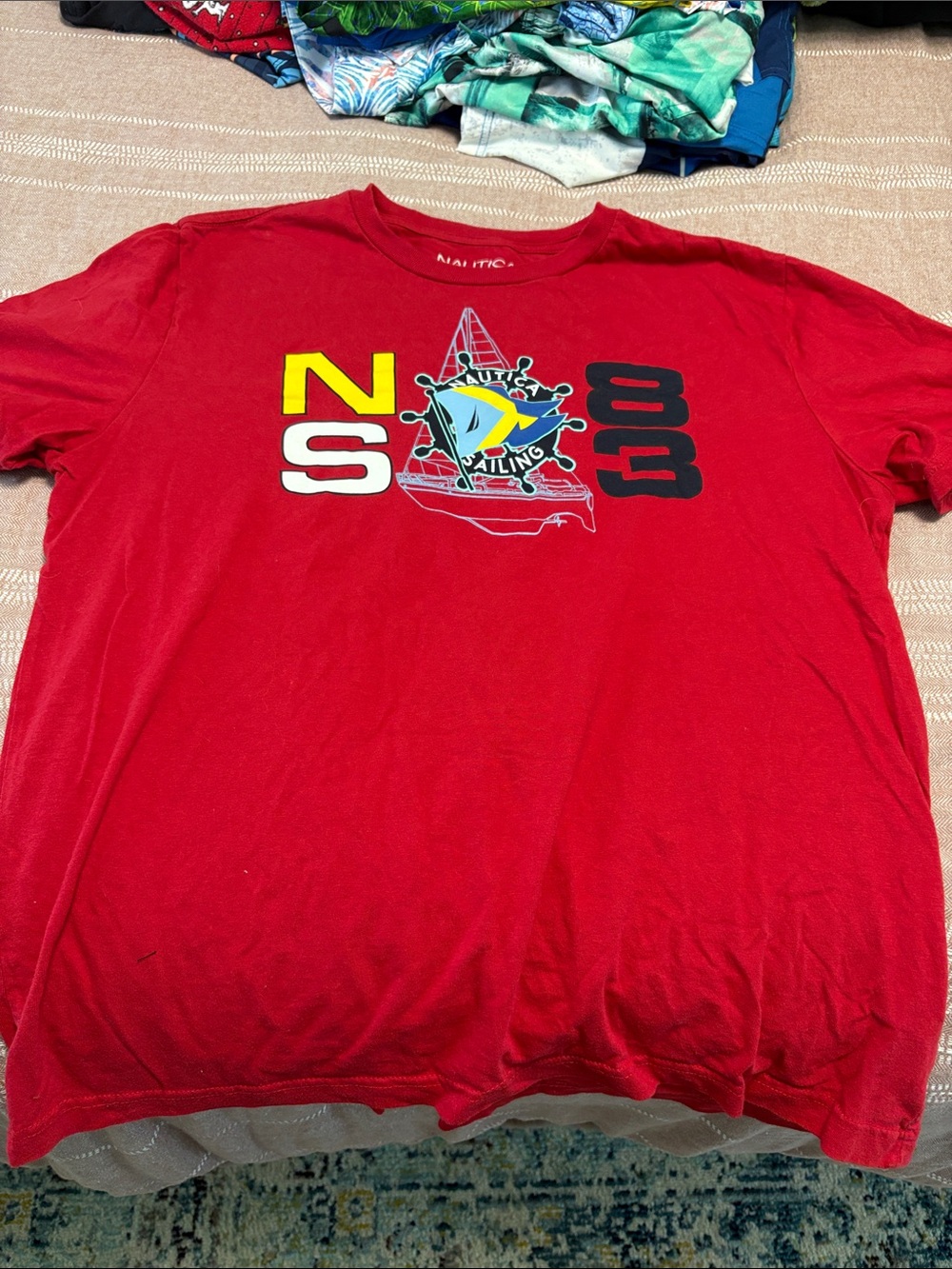 Nautica Red Short Sleeve Sailing Graphic Tee